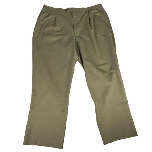 Sansabelt Pleated High Waist Chino Pants Men's Size 39 Tan Straight Leg Business - Picture 1 of 13